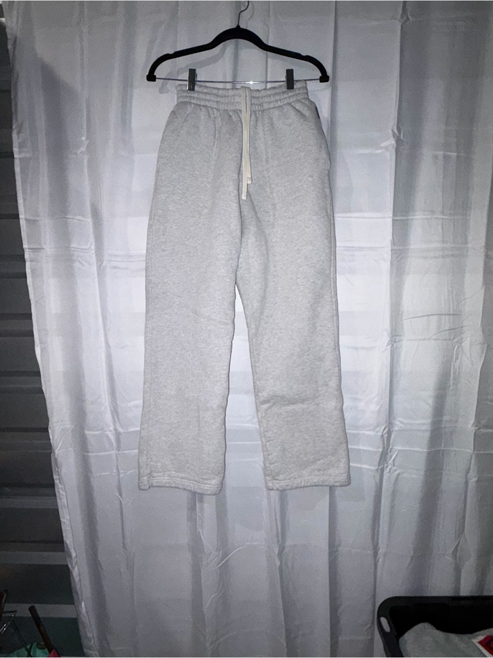 Light Gray Women's Fleece Track Pants with Drawstring Waist